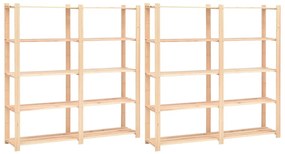 vidaXL Etajere cu 5 rafturi, 2 buc, 170x38x170 cm, lemn de pin, 500 kg