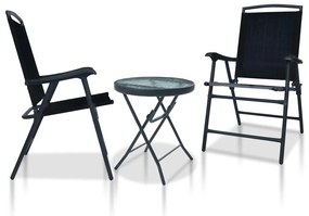 3054572 vidaXL Set mobilier bistro, 3 piese, negru, oțel