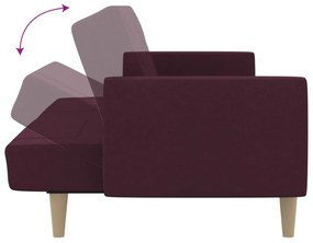 Canapea extensibila cu 2 locuri, violet, material textil Violet, Fara suport de picioare