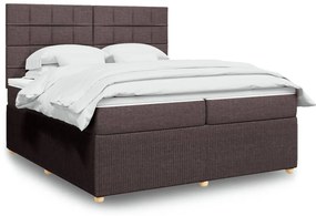 vidaXL Pat box spring cu saltea, maro închis, 200x200 cm, textil