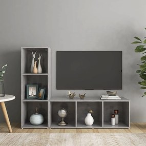 vidaXL Dulapuri TV, 2 buc gri beton, 107x35x37 cm, lemn prelucrat