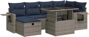 vidaXL Set canapele de grădină cu perne, 7 piese, gri, poliratan