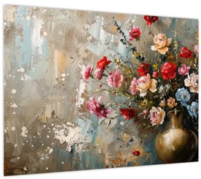 Tablou pe sticlă - Vaza de flori (70x50 cm)