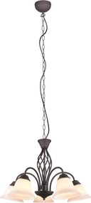 Lustră maro închis cu abajur din sticlă ø 60 cm Rustica – Trio