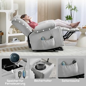HOMCOM Fotoliu de ridicare electric, Material moale și catifelat, Conectori USB | Aosom Romania