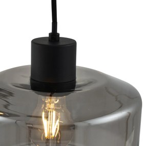 Lampă suspendată modernă neagră cu sticlă fumurie cu 5 lumini - Sheena