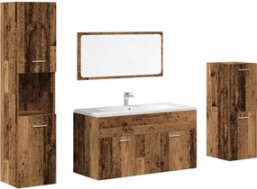 vidaXL Set mobilier de baie, 4 piese, lemn vechi, lemn prelucrat