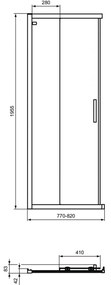 Usa dus glisanta cu segment fix 80 cm Ideal Standard Connect 2 profil crom lucios 800x1950 mm, Crom lucios