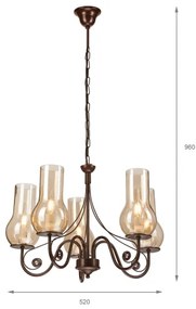 Lustră pe lanț Brilagi COTTAGE 5xE14/40W/230V maro