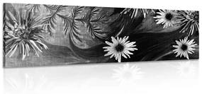 Tablou flori pe fundal alb-negru