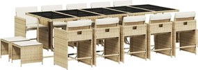 vidaXL Set mobilier de grădină cu perne, 15 piese, bej, poliratan