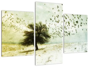 Tablou - cu multe păsări pictate (90x60 cm)