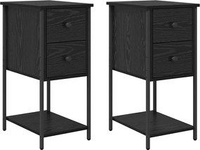 vidaXL Dulap de noapte cu sertar 2 pcs Stejar negru 32 x 42 x 70 cm