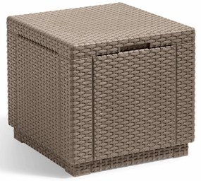 422802 Keter Taburet tip cub cu spațiu de depozitare, cappuccino, 228749
