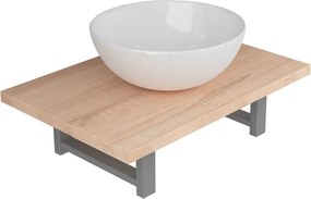 vidaXL Set mobilier de baie din două piese, stejar, ceramică