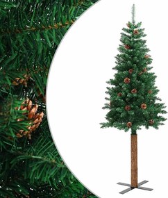vidaXL Pom Crăciun artificial subțire lemn și conuri verde 180 cm PVC