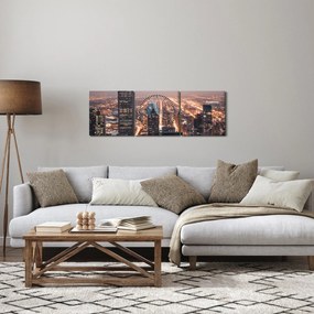 Tabloul cu metropolă luminată (cu ceas) (90x30 cm)