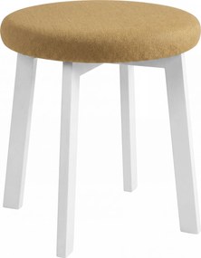 MAZZONI EXPORT Taburet rotund ZOI Caramel (Storm 45) / cadru din stejar alb