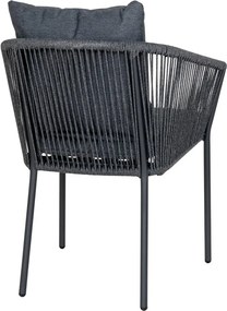 Scaun de grădină gri închis din metal/capitonat Salerno – House Nordic