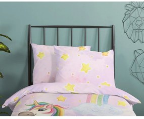 Lenjerie de pat pentru copii roz din bumbac pentru pat de o persoană 140x200 cm Unisweet – Good Morning