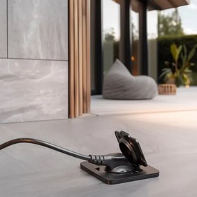 Brilagi - Priză de pardoseală încastrată pentru exterior IP55, neagră, dreptunghiulară