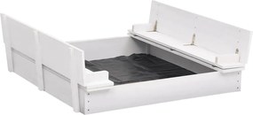 vidaXL Cutie de nisip, alb, 95 x 90 x 15 cm, lemn de brad