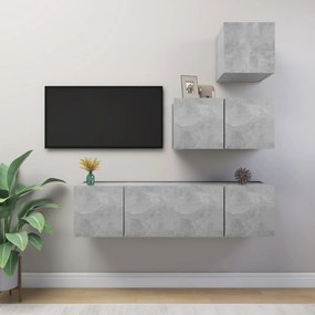Set dulapuri TV, 4 piese, gri beton, PAL Gri beton, 60 x 30 x 30 cm, 1