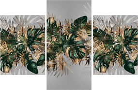 Tablou - Frunze tropicale, Galben - auriu (90x60 cm)