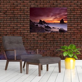 Tablou cu apus de soare pe mal (90x60 cm)