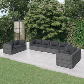 3102285 vidaXL Set mobilier de grădină cu perne, 8 piese, gri, poliratan