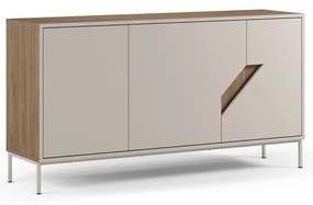 Comodă crem/în culoare naturală cu aspect de lemn de stejar 150x80x40 cm Lilou – Marckeric