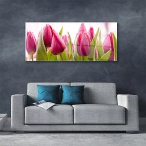 Tablou pe sticla Lalele Floral Red