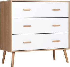 HOMCOM Comodă cu 3 Sertare pentru Sufragerie și Dormitor, Comodă Modernă din Lemn, 80x39x80 cm, Alb | Aosom Romania
