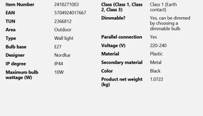 Aplica de exterior stil minimalist nordic IP44 Dalius