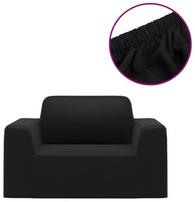 Husa elastica pentru canapea, negru, tricot poliester 1, Negru, 1 loc
