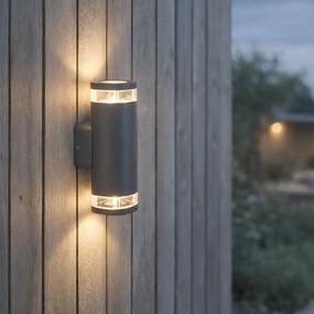 Lampă modernă de perete pentru exterior pătrată cu 2 lumini gri închis - Fox