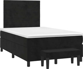 vidaXL Pat box spring cu saltea, negru, 120x190 cm, catifea