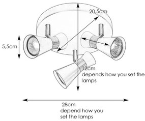 Spot FOLIE 3xGU10/7W/230V negru/alamă Markslöjd 108626