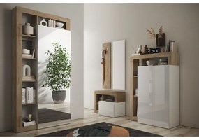 Dulap pentru haine LENOR 91x209 cm, alb/maro