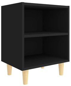 805781 vidaXL Noptieră cu picioare din lemn masiv, negru, 40x30x50 cm
