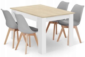 Set de sufragerie 1 + 4, masa MADO 120x80 alb + scaune BALI MARK gri