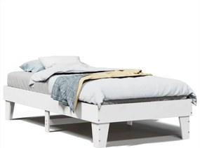 vidaXL Cadru pat fără saltea, alb, 90x190 cm, lemn masiv de pin