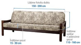 Huse bielastice MARMO bej 3fotoliu cu manere de lemn (l. 150 - 200 cm)