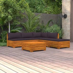 3087325 vidaXL Set mobilier grădină cu perne, 6 piese, lemn masiv acacia