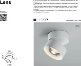 Spot aplicat directionabil LED Lens negru 3000K 12W