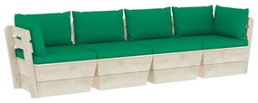 3063449 vidaXL Canapea grădină 4 locuri din paleți, cu perne, lemn de molid