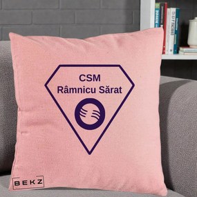 Perna Personalizata CSM Ramnicu Sarat Fotbal, 40x40 cm, Roz, Husa Detasabila, Perna Inclusa, BEKZ®