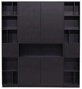 Bibliotecă modulară neagră din lemn masiv de pin 190x210 cm Finca – WOOOD