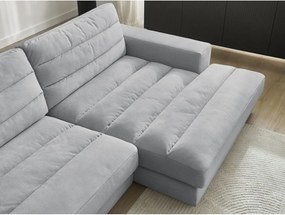 Colțar gri deschis cu tapițerie din catifea (cu colț pe partea dreaptă/cu șezlong) Sierra – Bobochic Paris