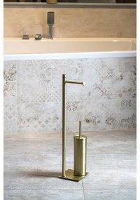 GEDY TR3288 Trilly suport cu suport pentru hârtieigienică și perie de WC, pătrat, auriu mat